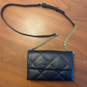 Quince Black Crossbody Bag with Gold Chain